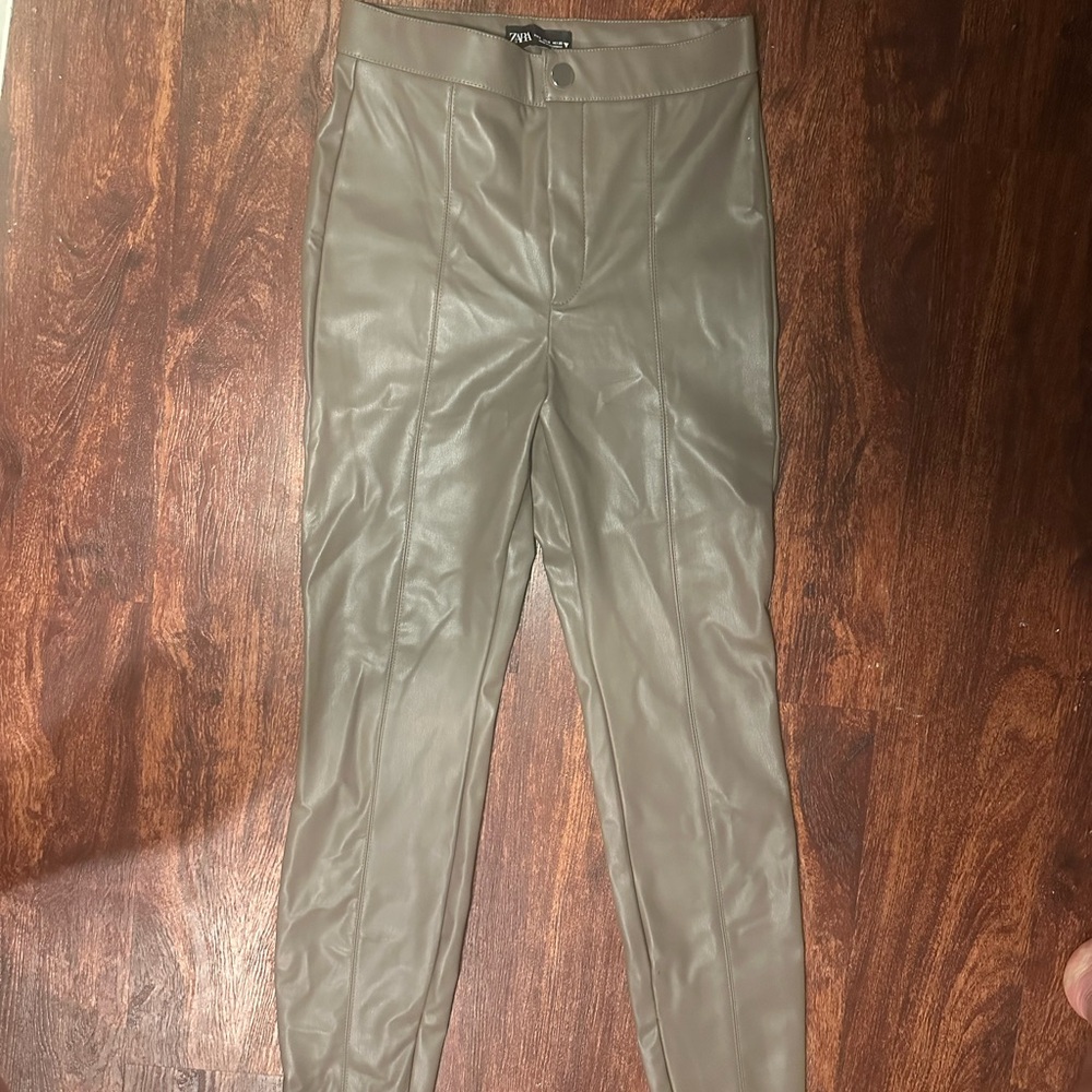 Zara Women’s Taupe Leather Pants